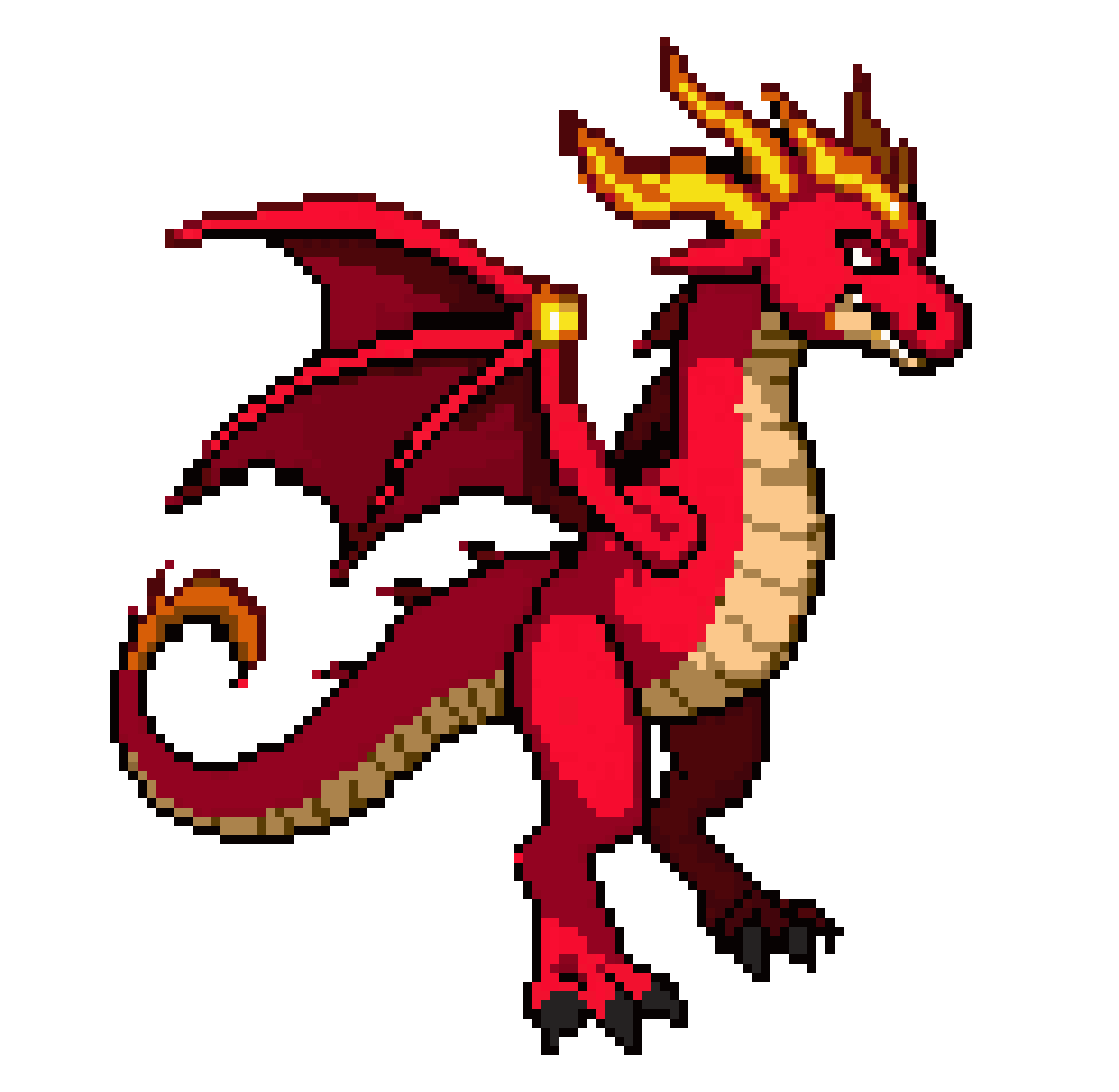 a red elder fire dragon pixel art
