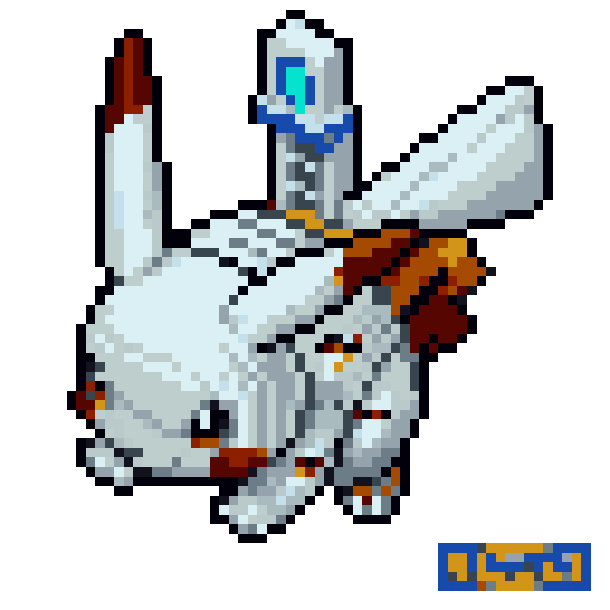 white ikea cube furniture in pokemon style pixel art