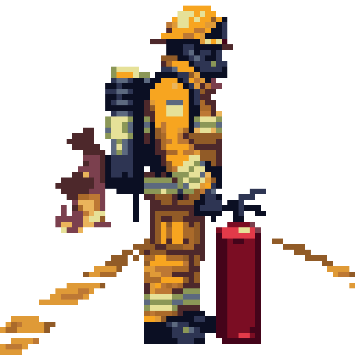 Firefighter in Protective Gear pixel art