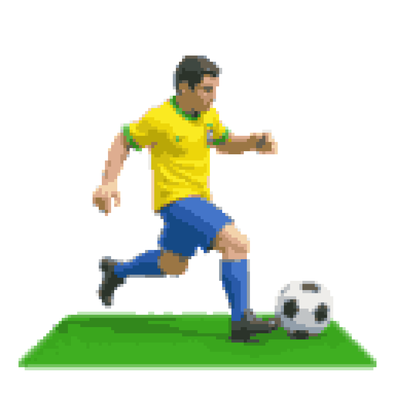 Brazilian Soccer Player Kicking Ball pixel art