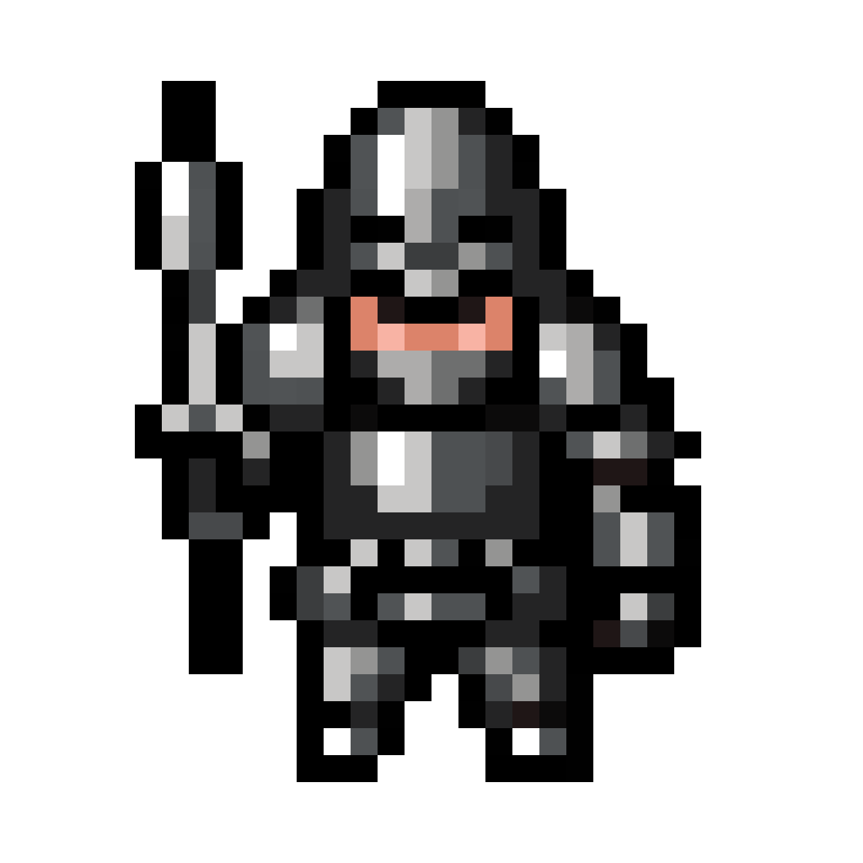 16x16 pixel art knight in silver armor pixel art