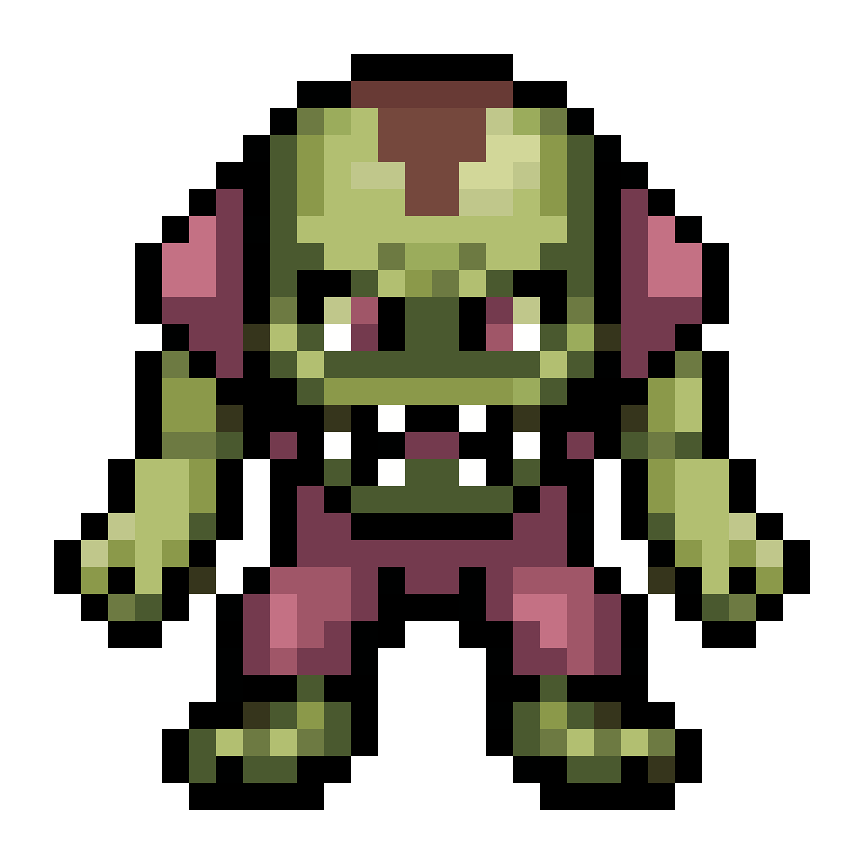 16x16 pixel art zombie top view pixel art