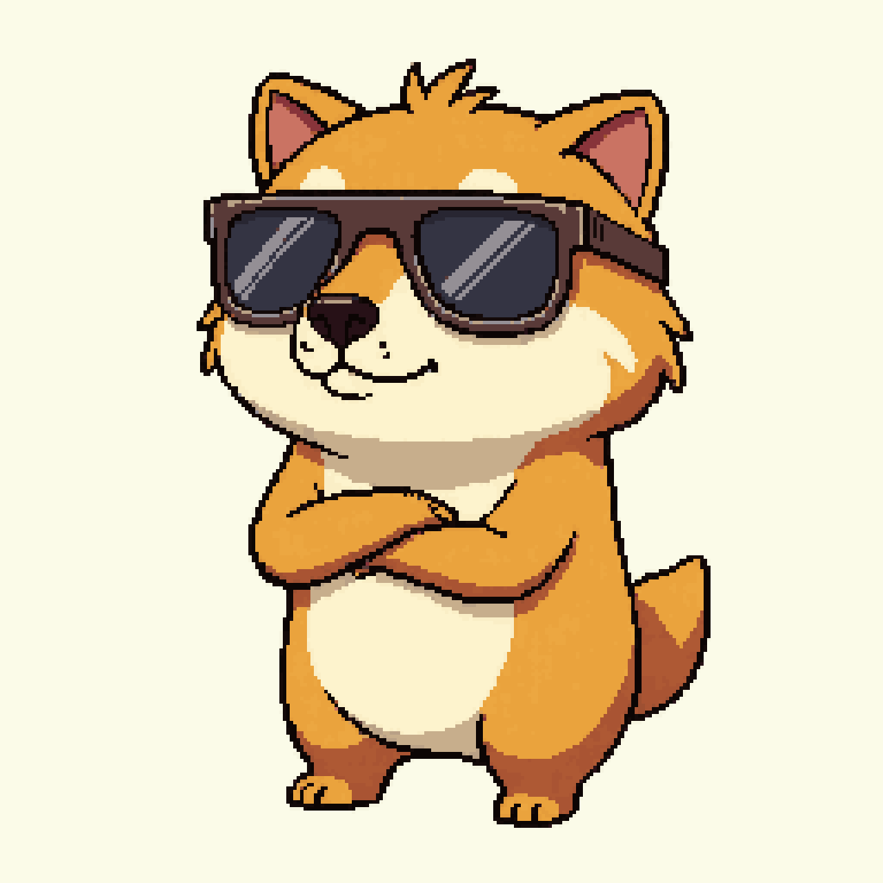 Chibi Capybara Character with Sunglasses pixel art