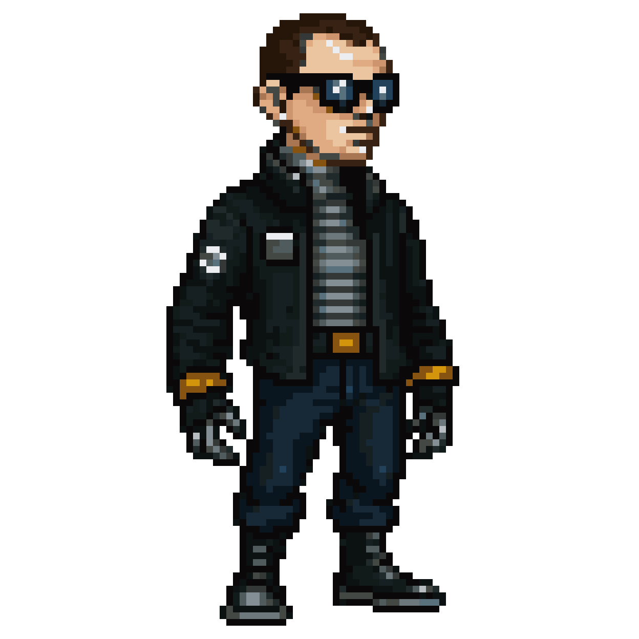 Detailed Humanoid Cyborg Assassin pixel art