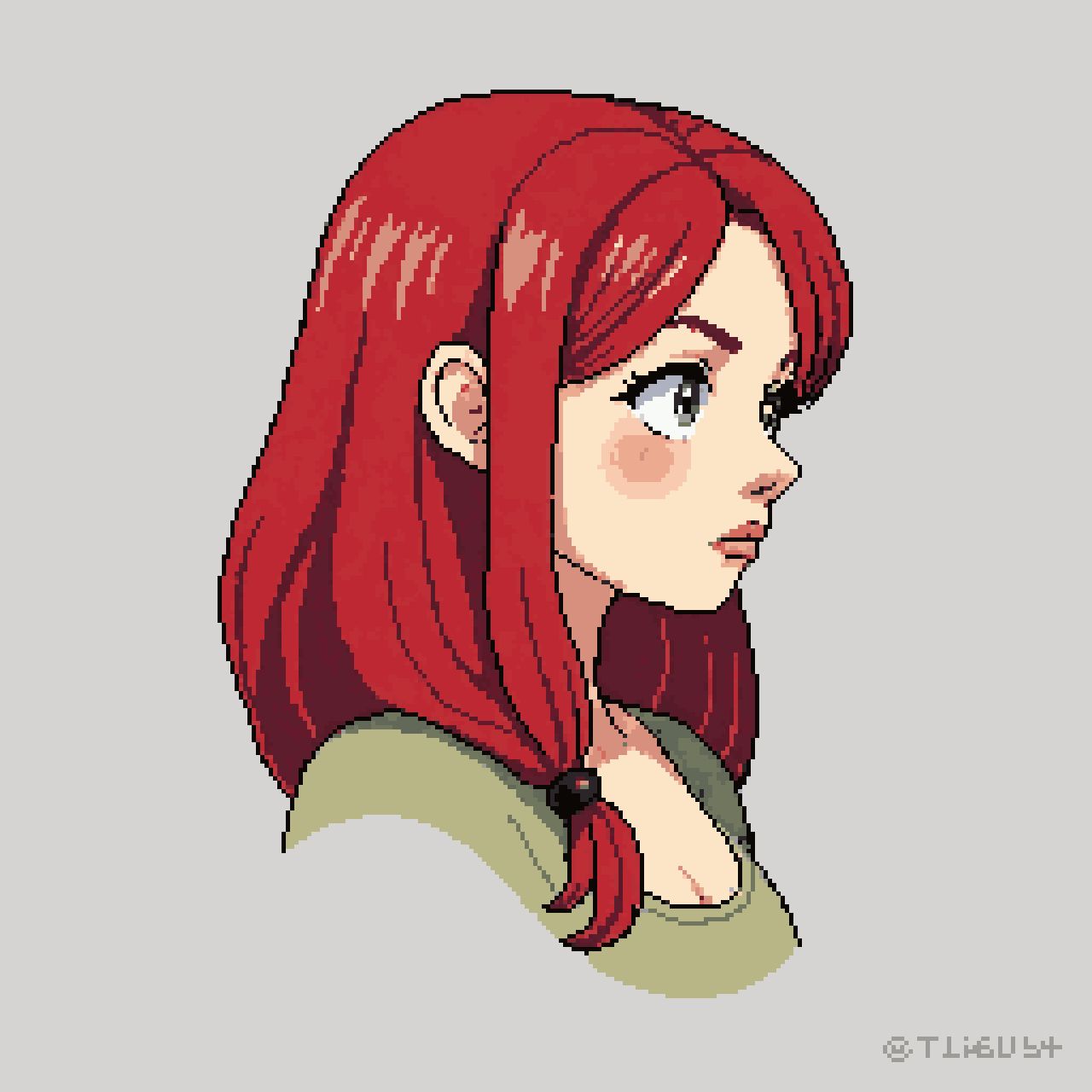Forest girl with red hair pixel art
