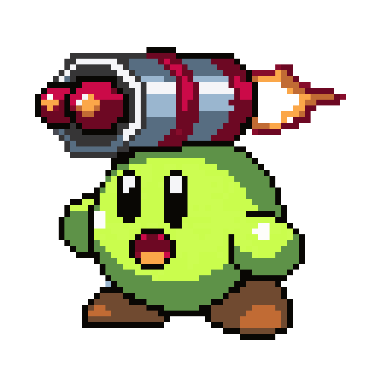 Lime-Green Character with Rocket Launcher pixel art