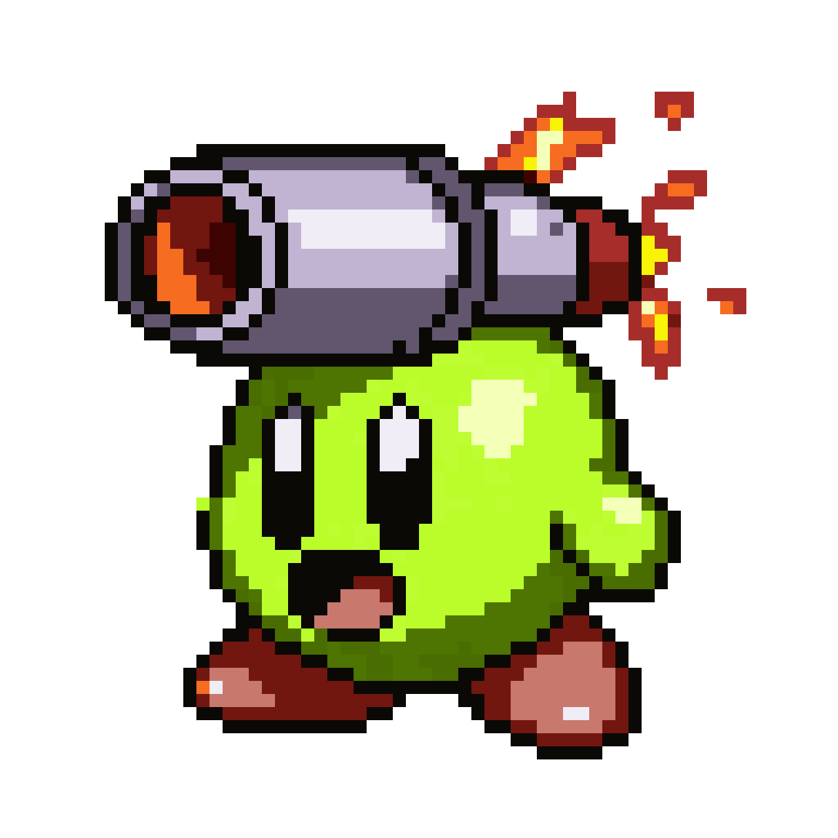 Lime-Green Character with Rocket Launcher pixel art