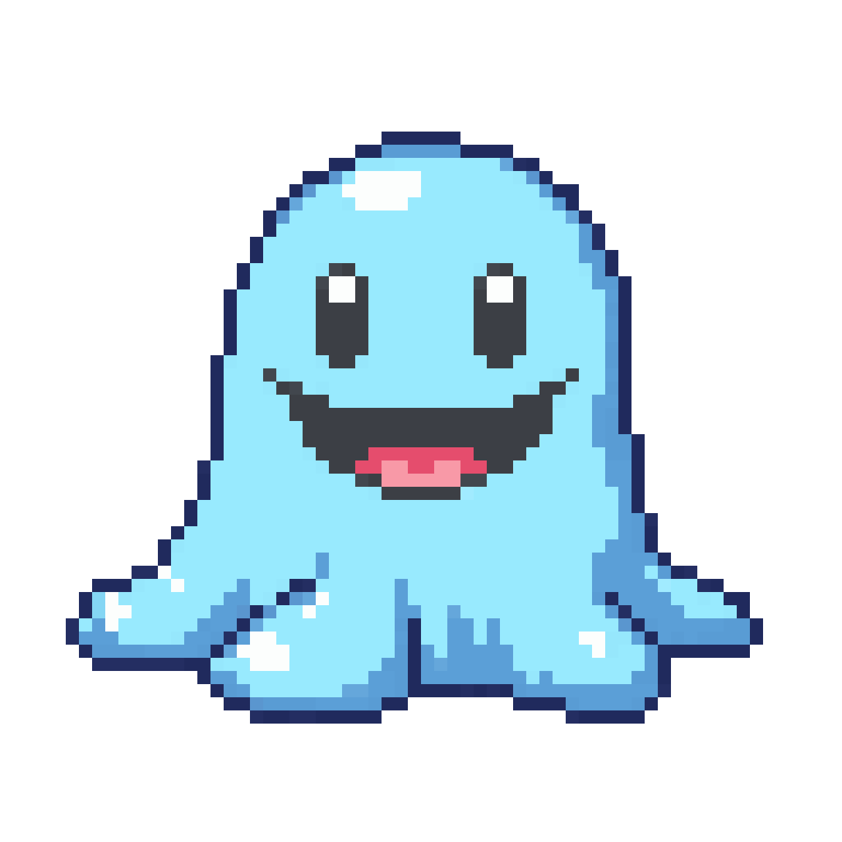 Cute Friendly Blue Slime Monster pixel art