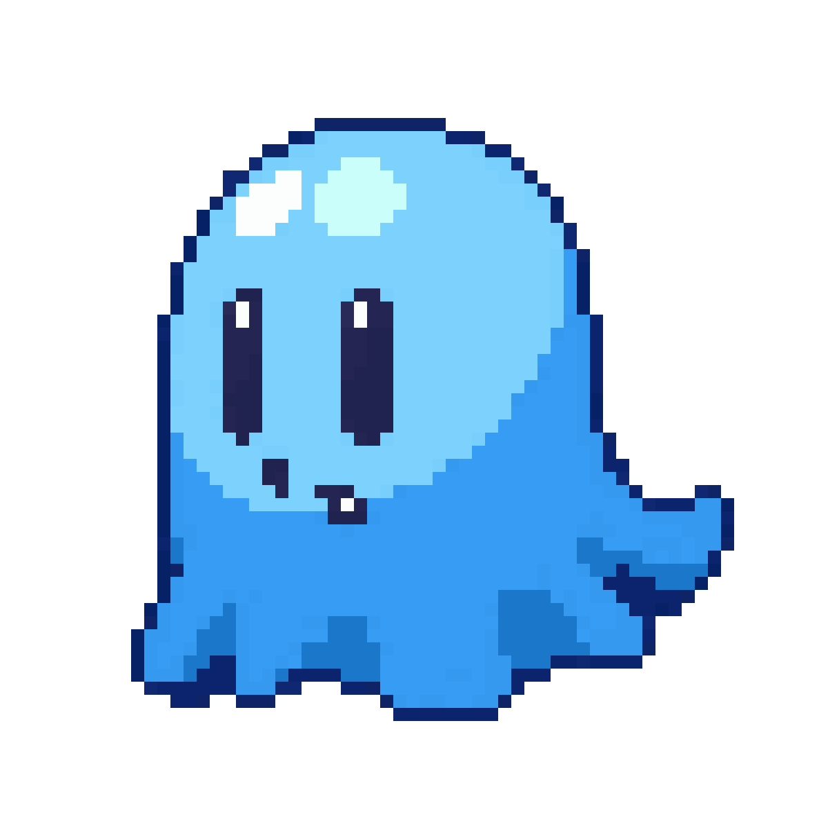 blue ghostly blob character pixel art
