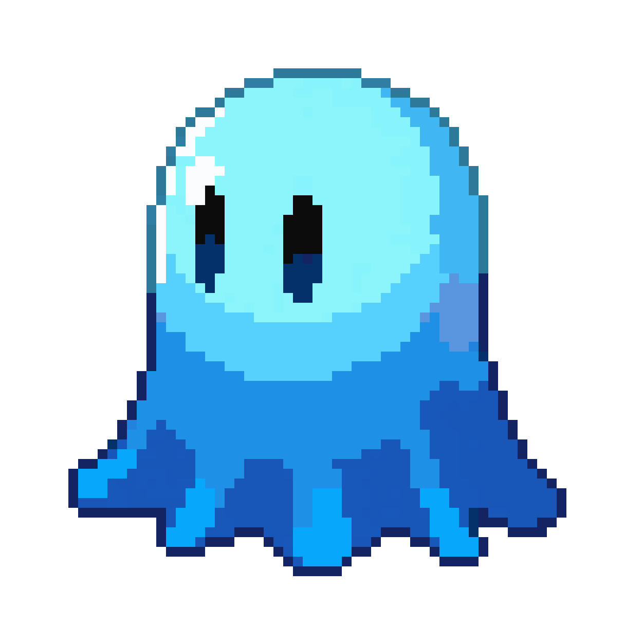 blue ghostly blob character pixel art