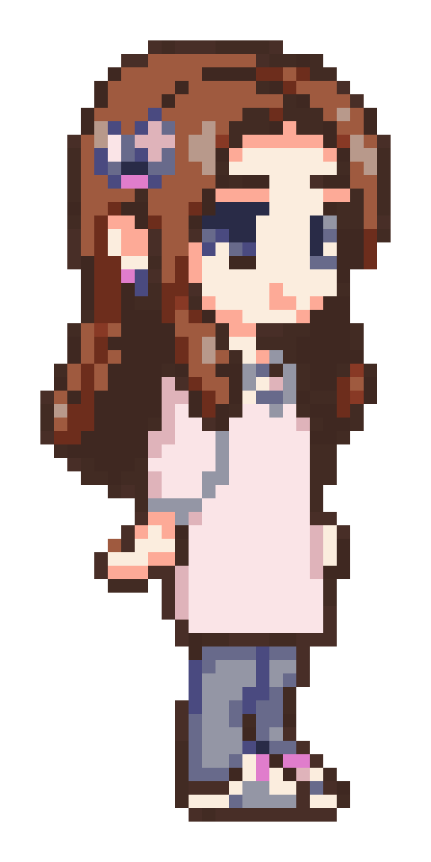 Chibi brunette girl in casual dress pixel art