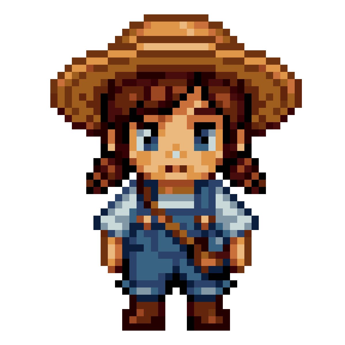 Young girl farmer pixel art