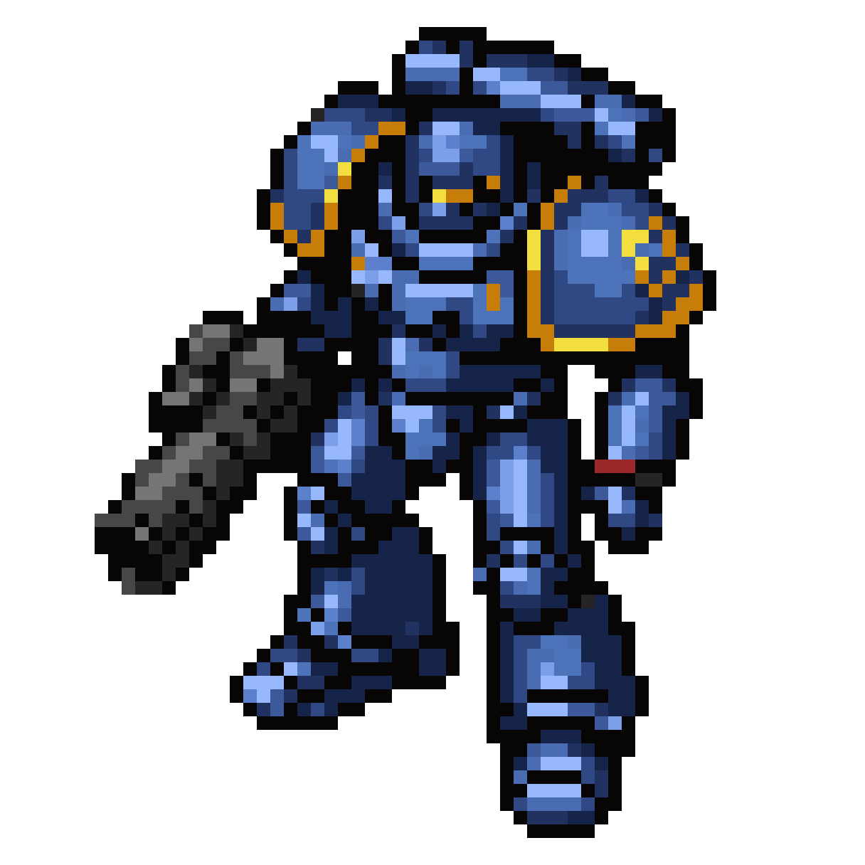 Space Marine in Ultramarine Armor pixel art