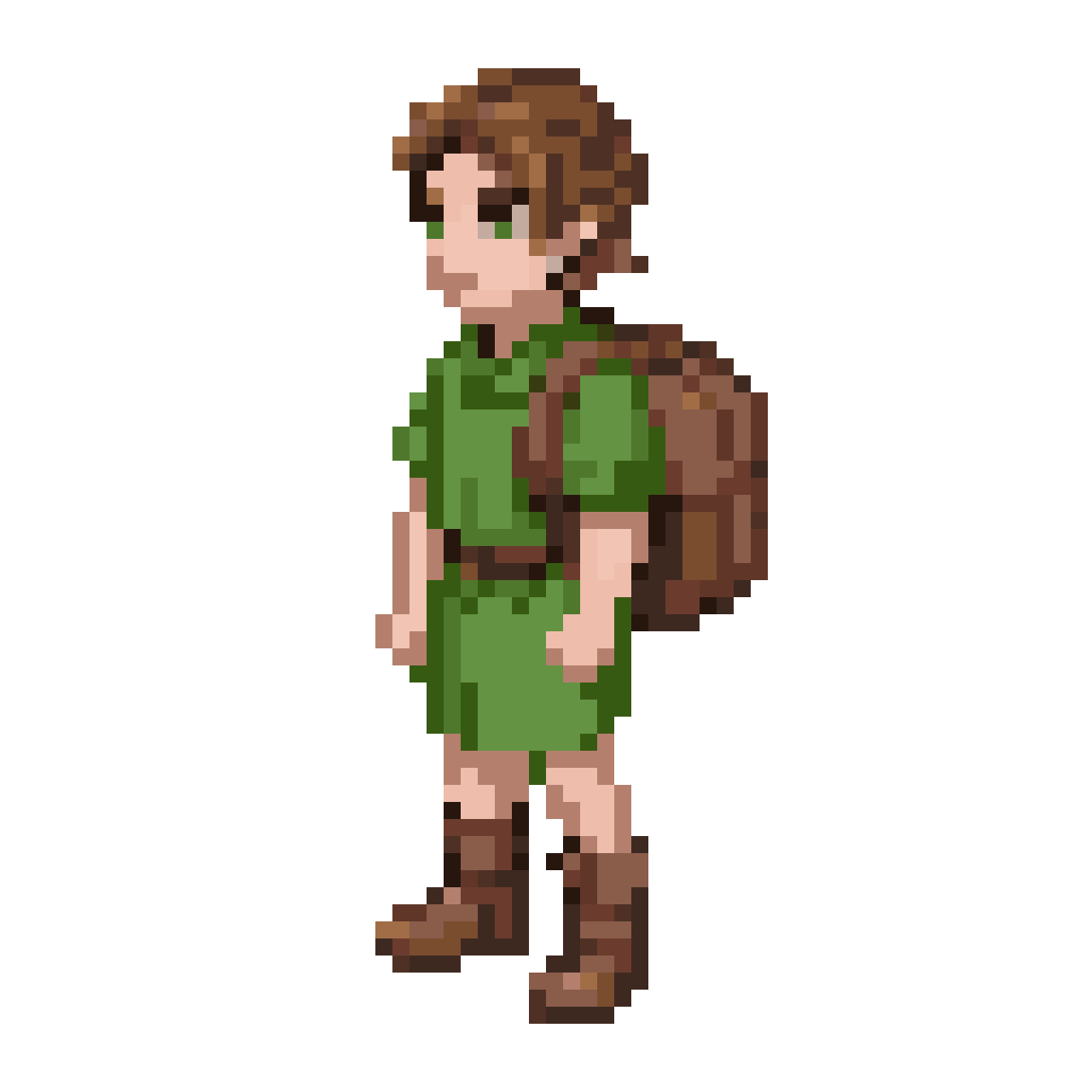 messenger with satchel in green tunic pixel art