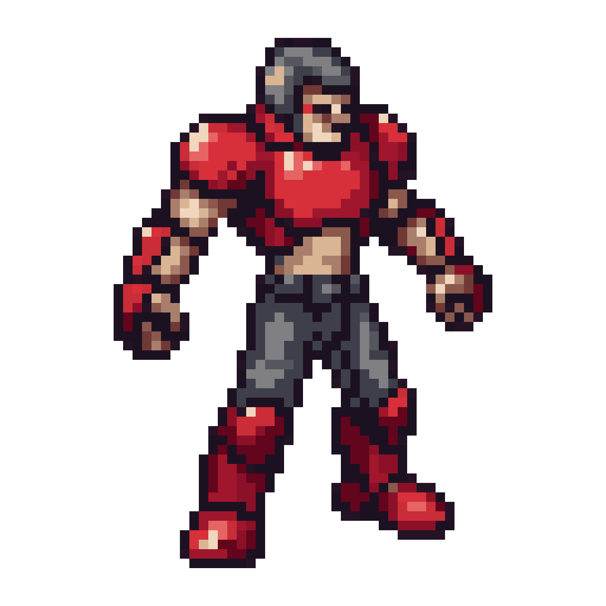 16-bit soldier running for game pixel art