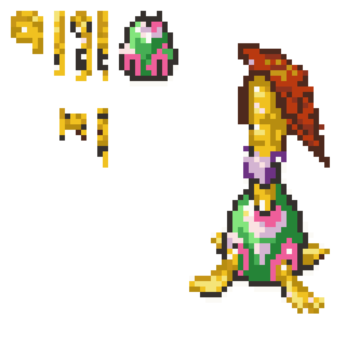 creature looking back pixel art