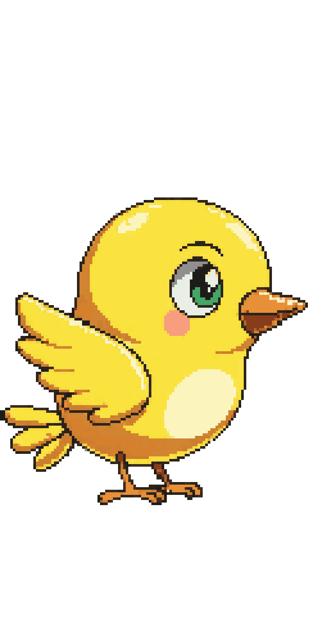 1bit canary bird in cartoon pixel art