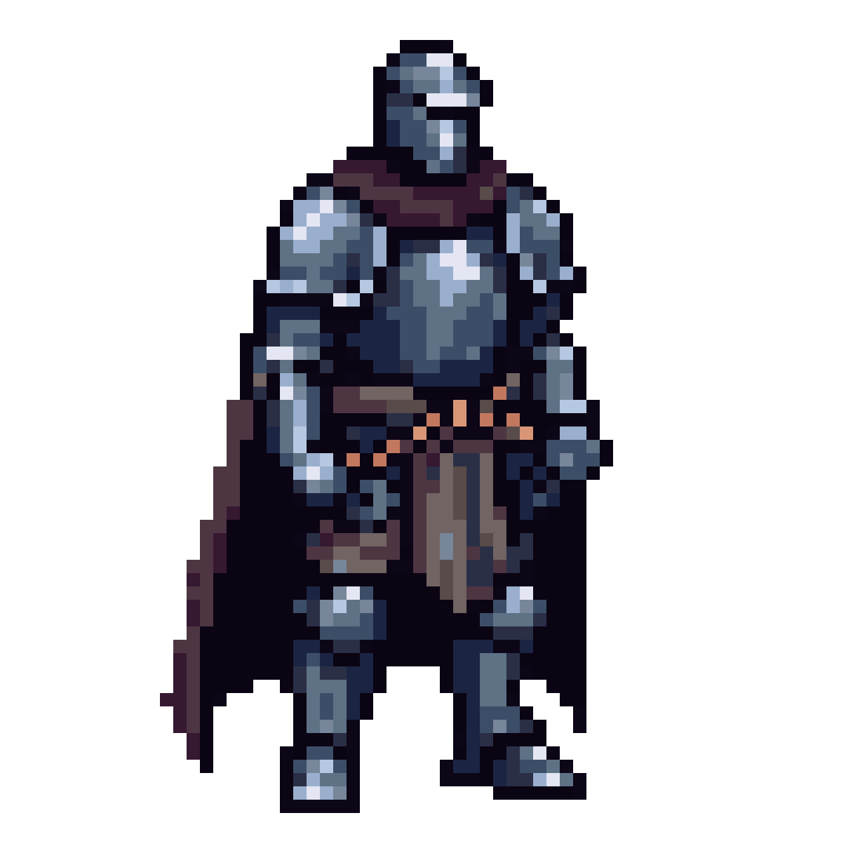 Dark Medieval Knight in Side View pixel art