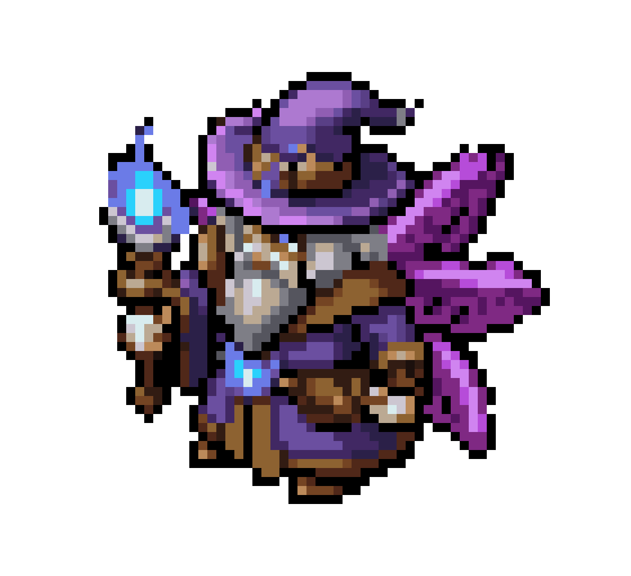 purple/gray/brown wizard character sprite for pixel art