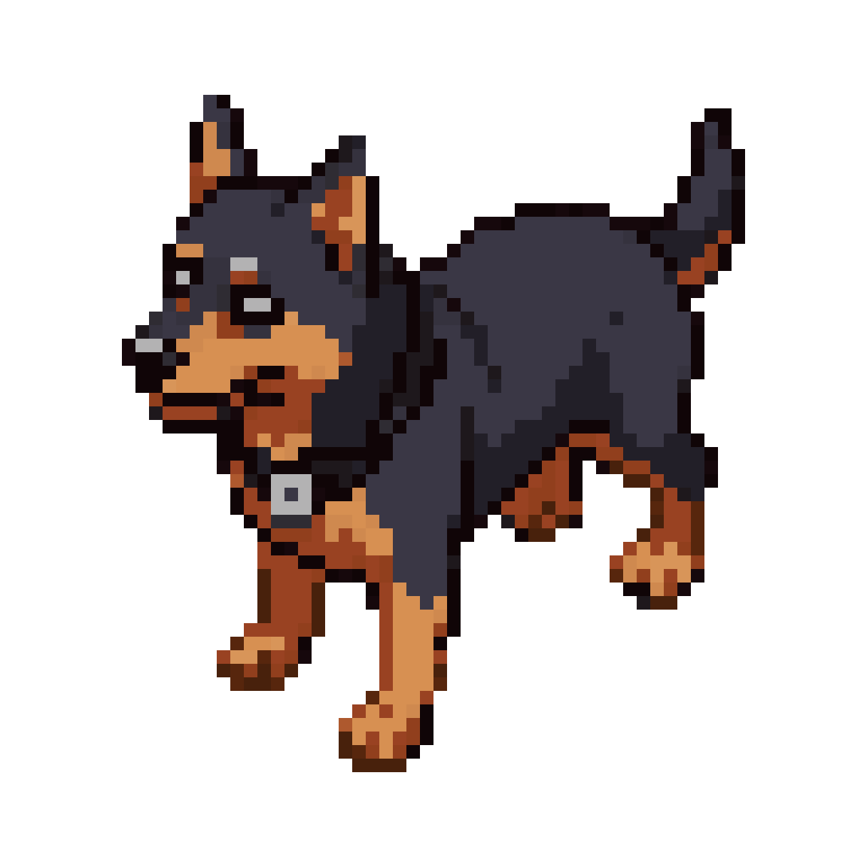 a street dog with rough fur pixel art
