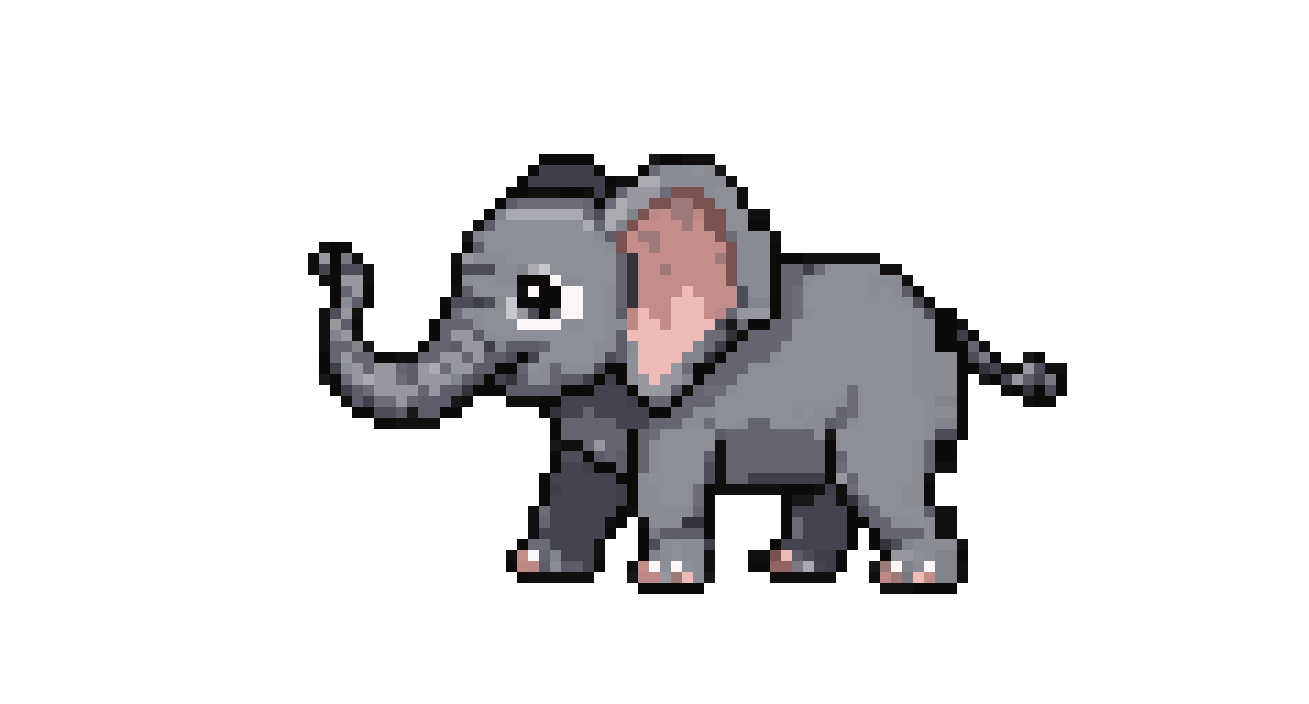 cute and funny elephant swinging pixel art
