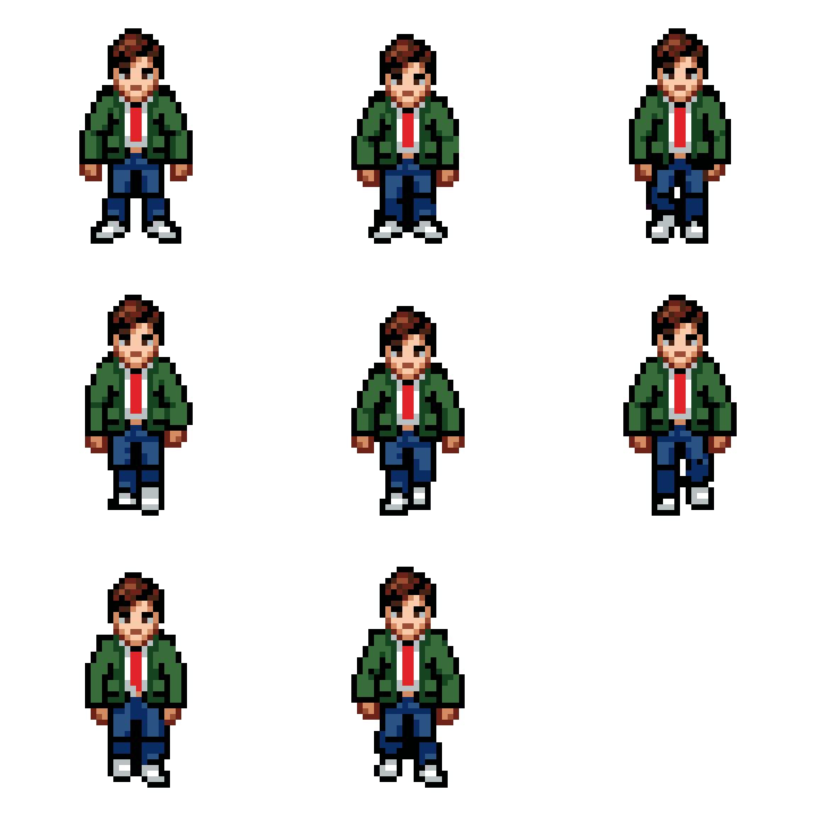 simple man in regular clothing Walking pixel art