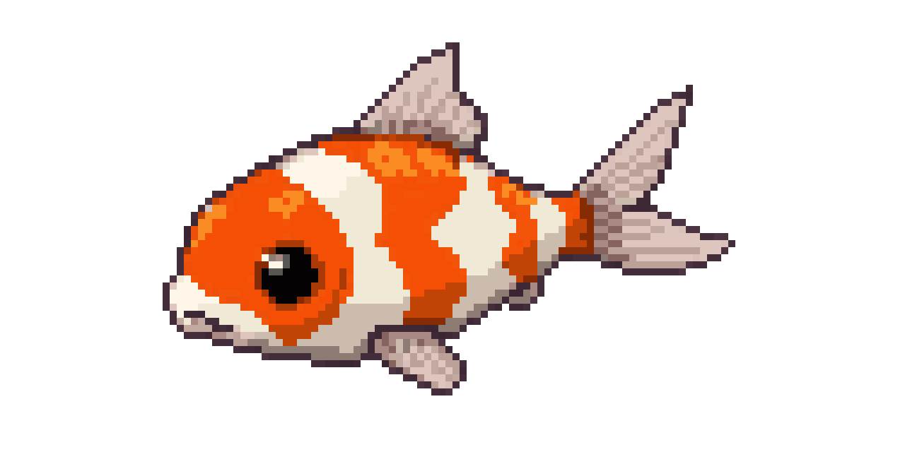 Cute Round Koi Fish Swimming pixel art