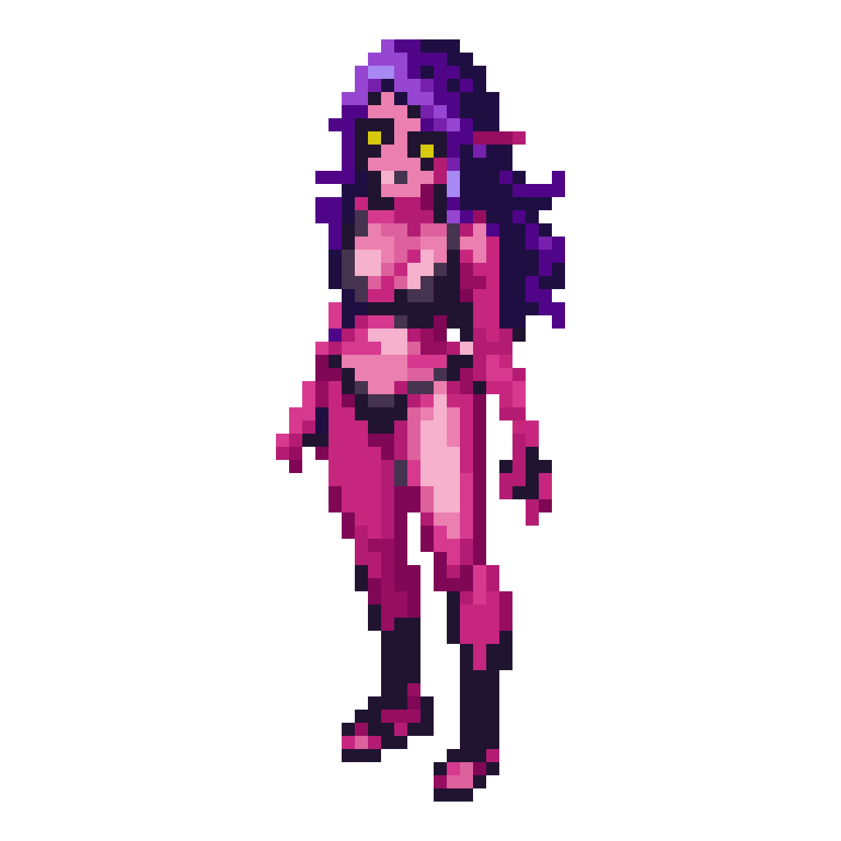 demon like woman with pink skin pixel art