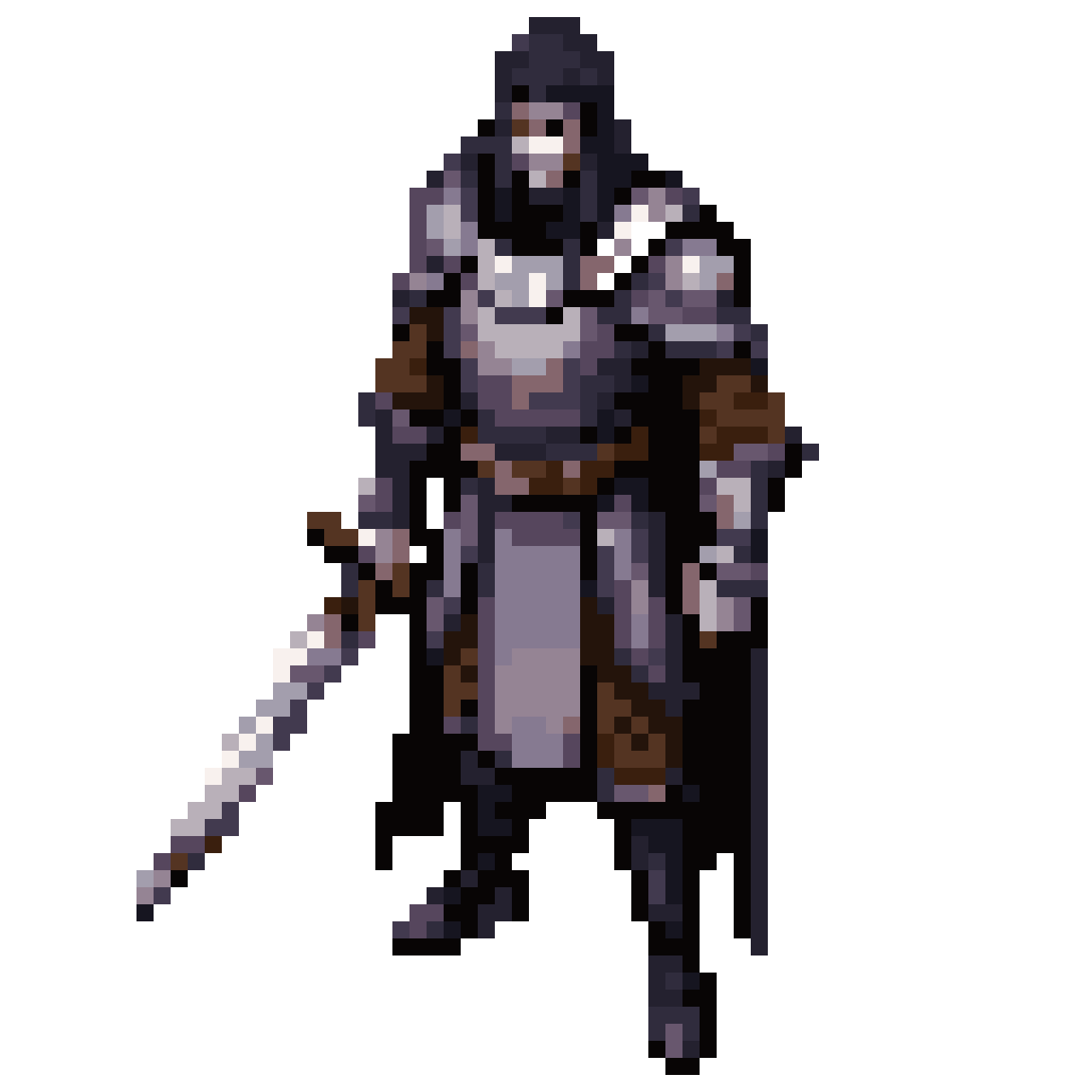 Black Grail Squire with Rusted Sword pixel art
