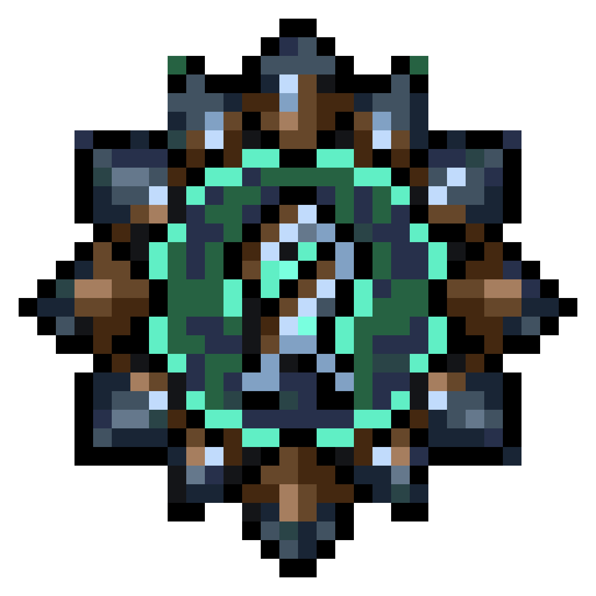 octagonal runic gemstone in steel bezel pixel art