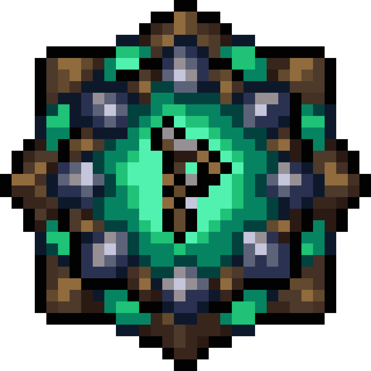 octagonal runic gemstone in steel bezel pixel art