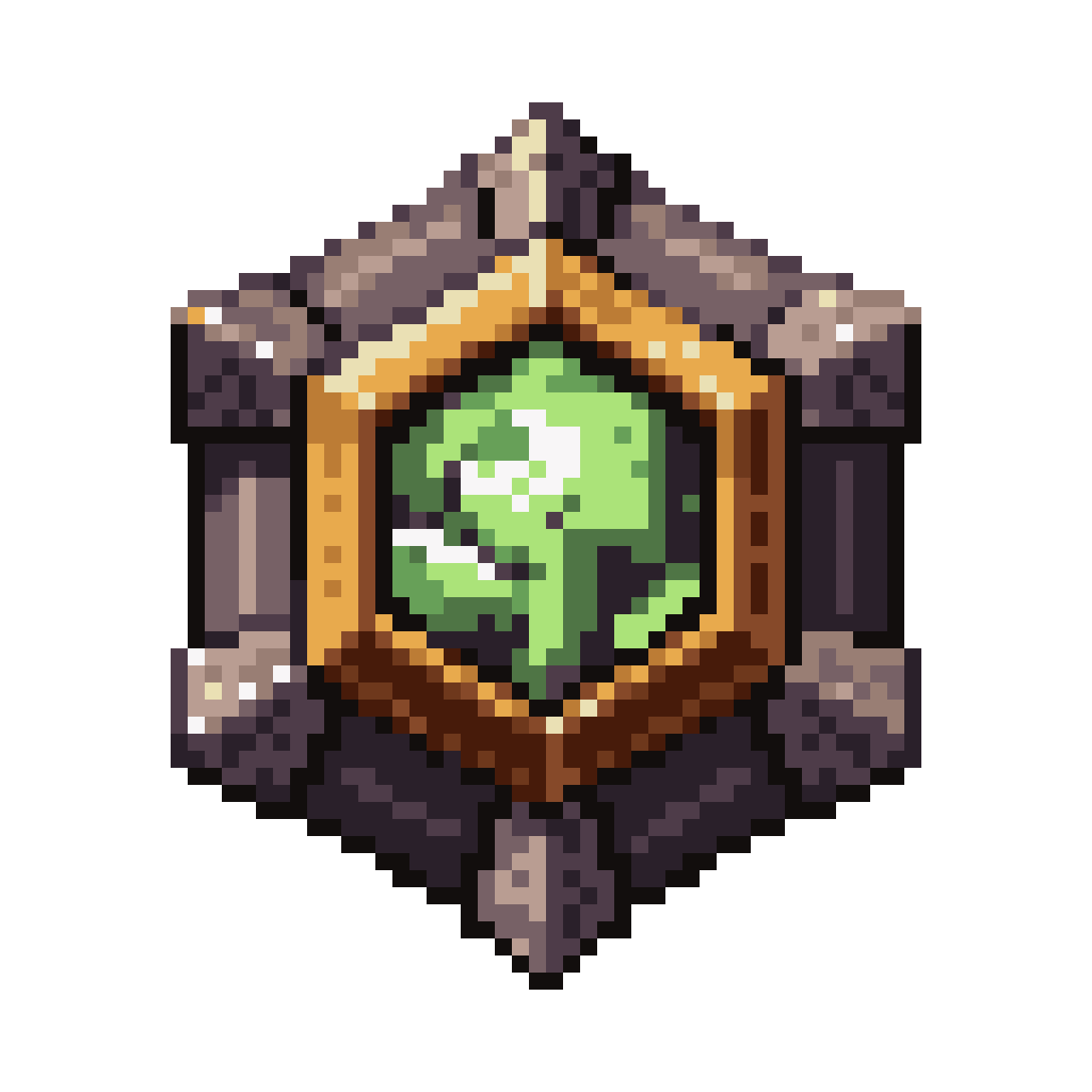 octagonal runic gemstone in steel bezel pixel art