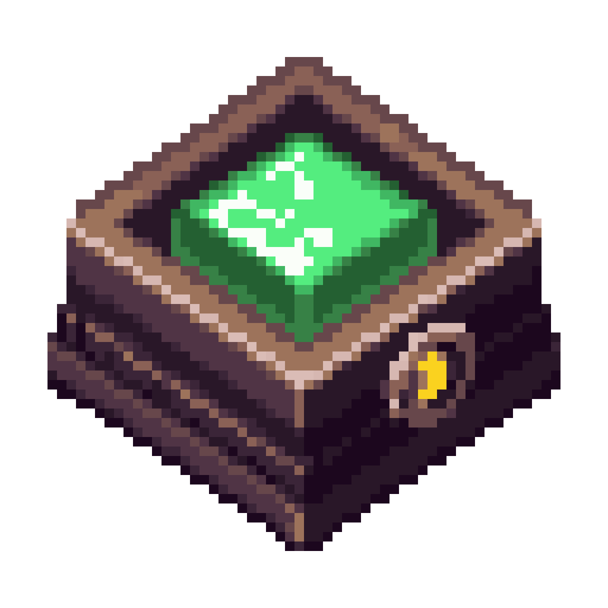 octagonal runic gemstone in steel bezel pixel art