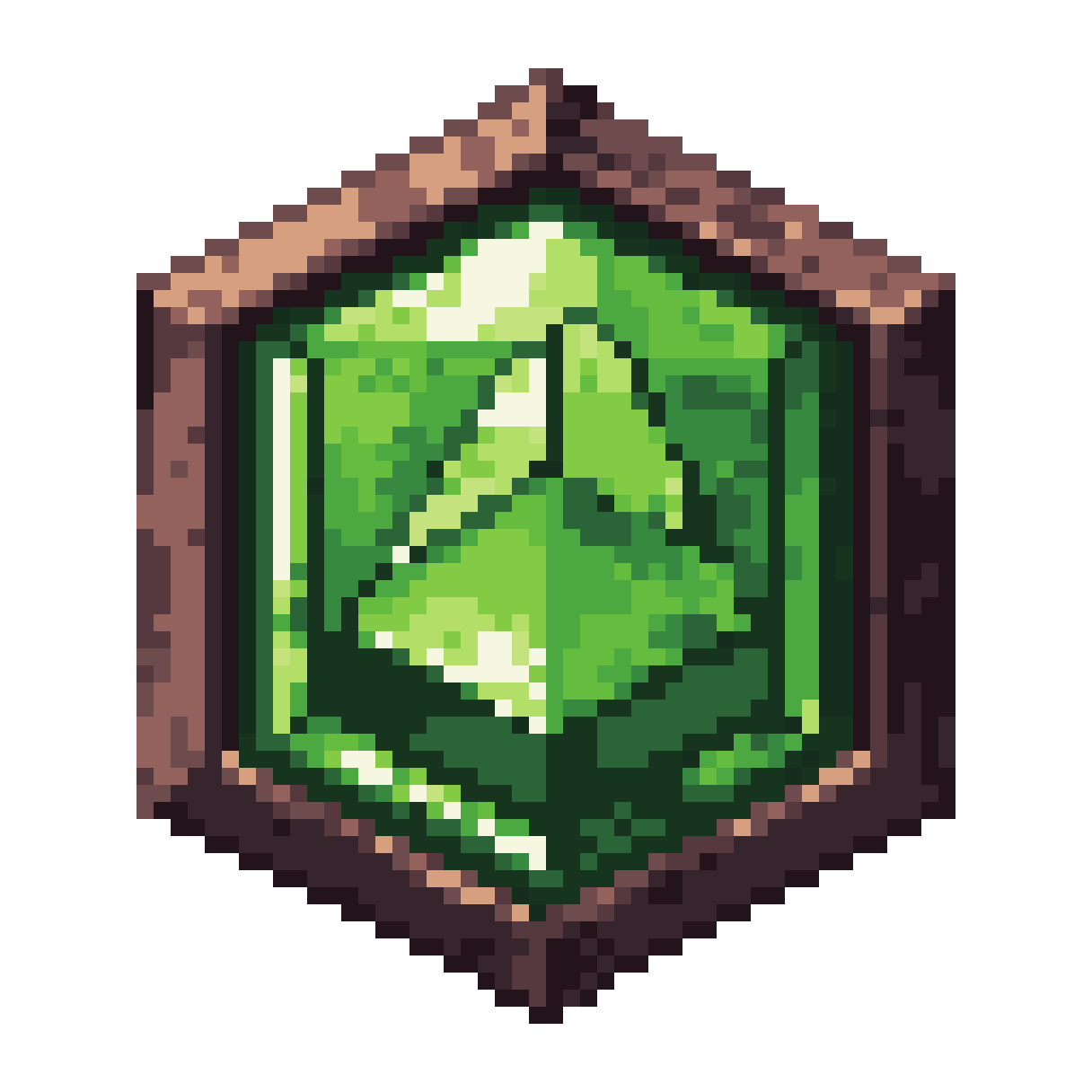 octagonal runic gemstone in steel bezel pixel art
