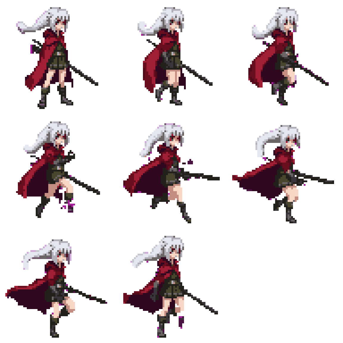 A 64x64 anime-style platformer featuring Running pixel art