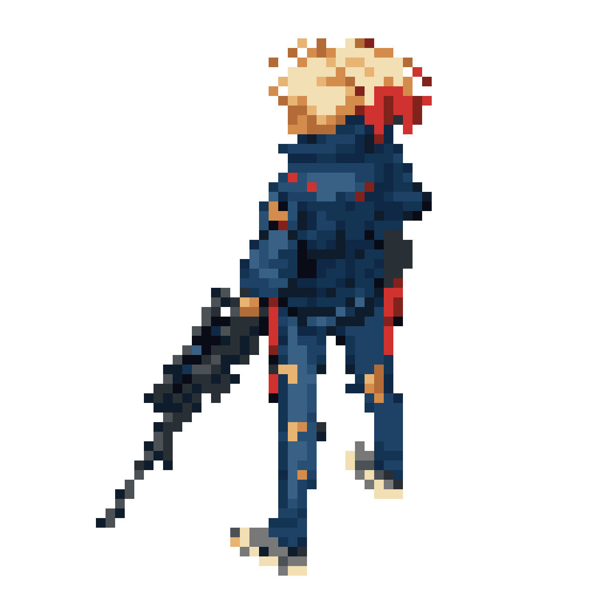 Cyberpunk girl with sniper rifle pixel art