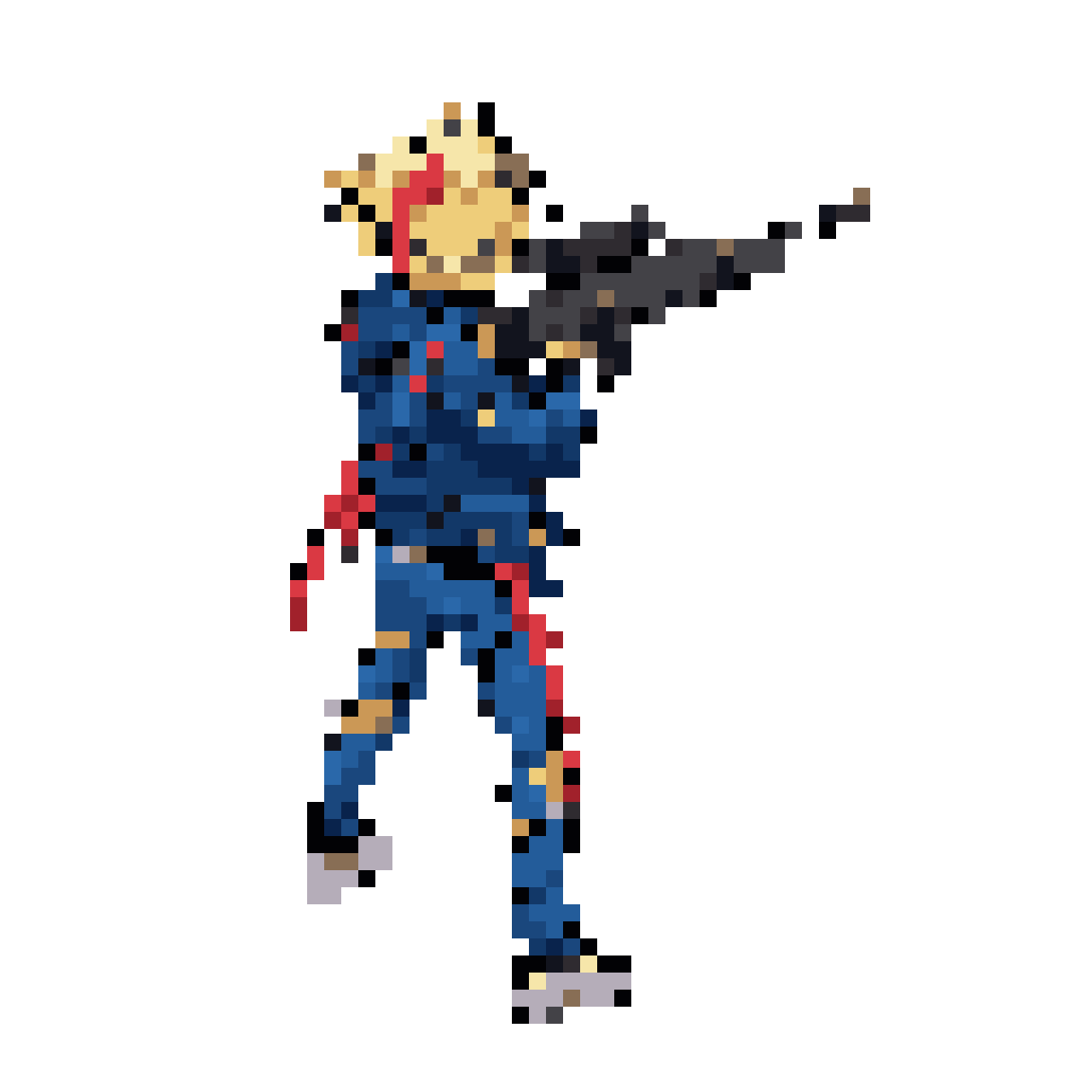 Cyberpunk girl with sniper rifle pixel art
