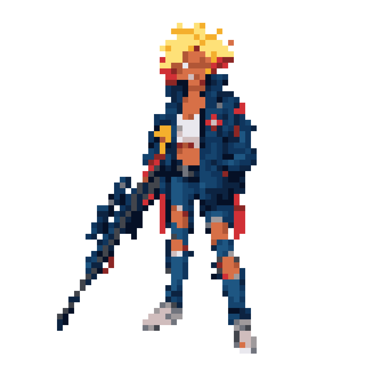 Cyberpunk girl with sniper rifle pixel art