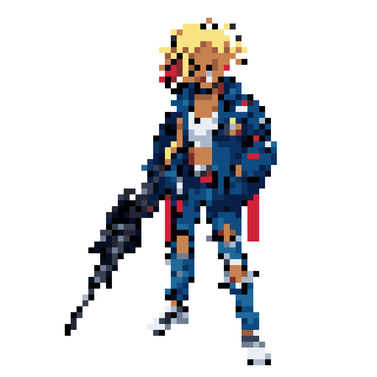 Cyberpunk girl with sniper rifle pixel art