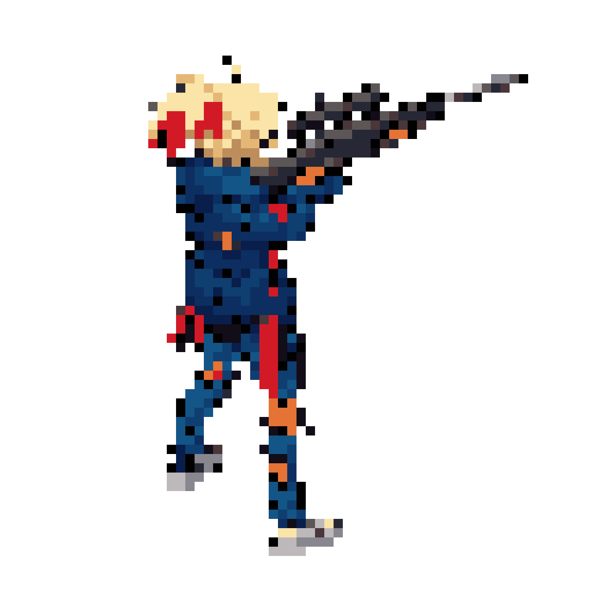 Cyberpunk girl with sniper rifle pixel art