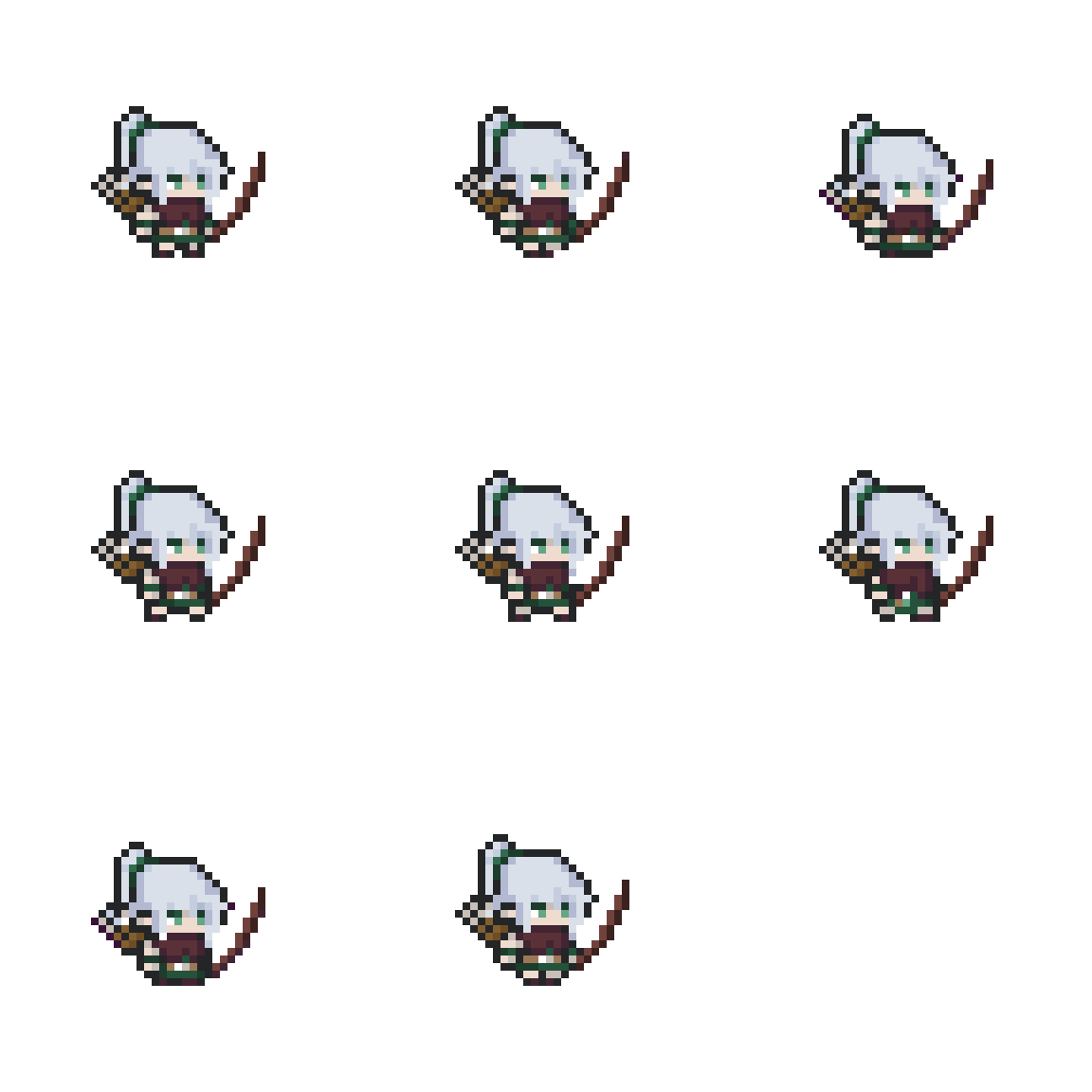 Rogue Character with Scythe Walking pixel art