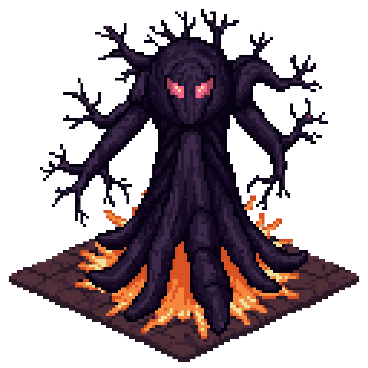 A forest monster with a pixel art