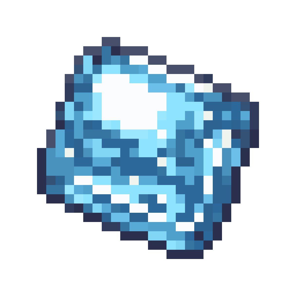 A sparkling gem with bluish pixel art