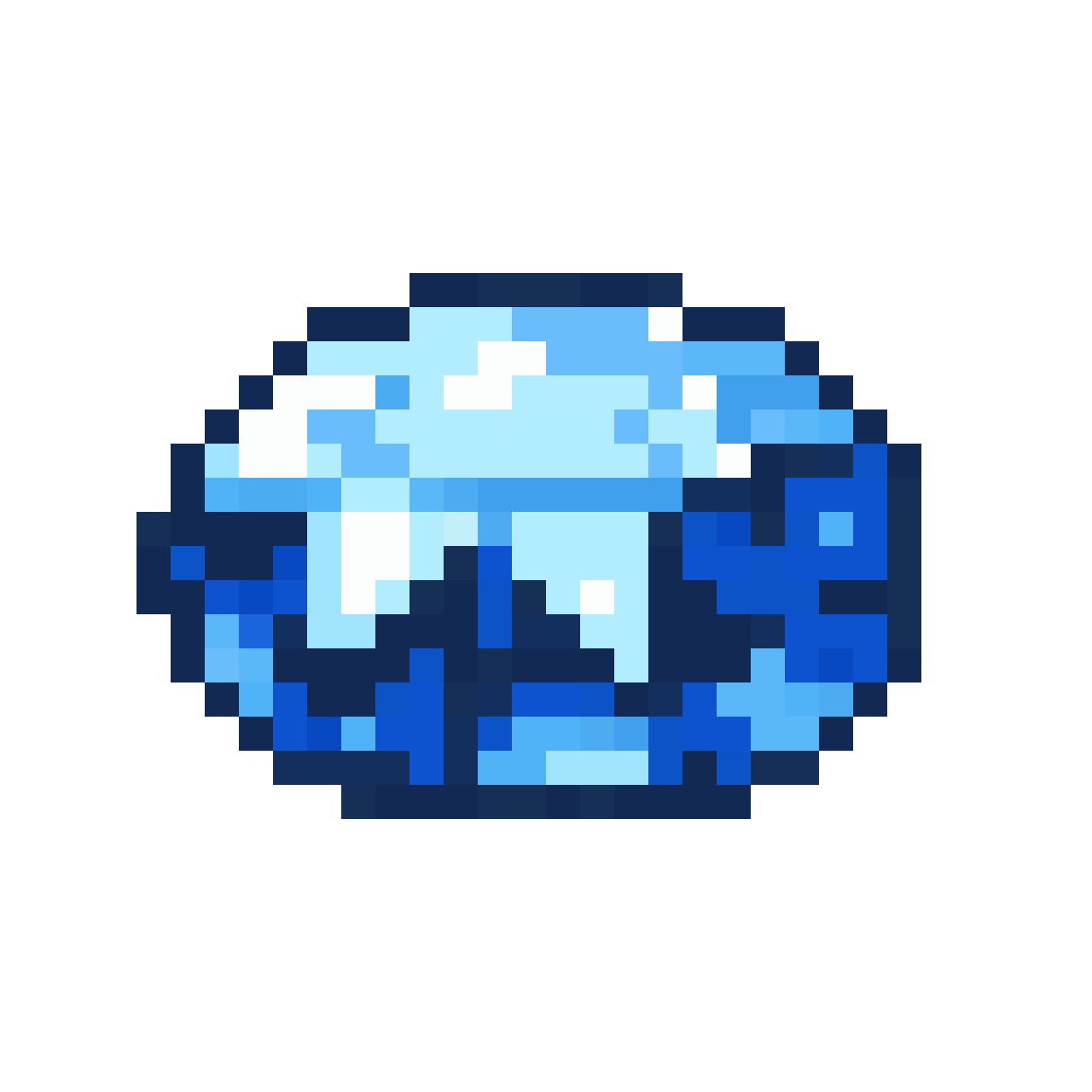 A sparkling gem with bluish pixel art