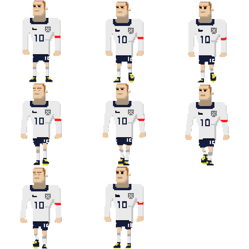 Soccer Player Character Walking pixel art