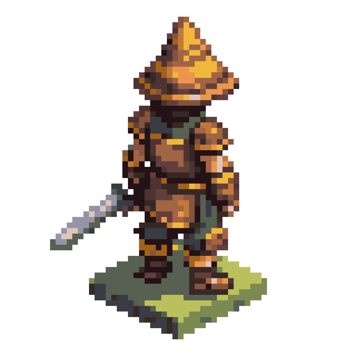Young Oghuz Turkic Warrior Hero pixel art