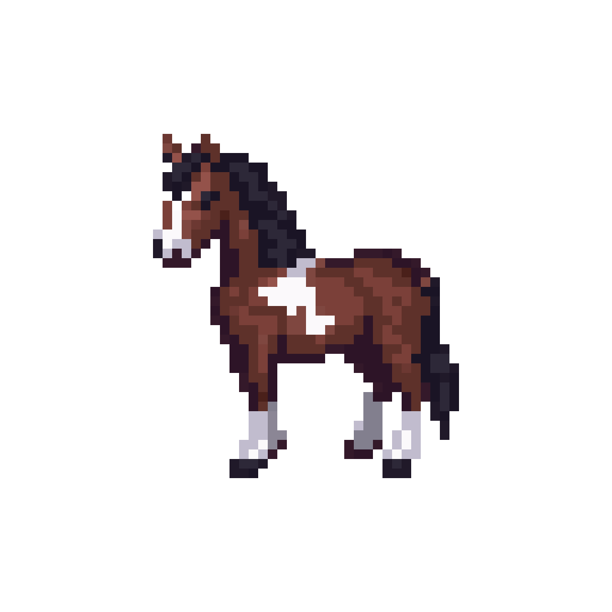 Full Body Pinto Horse pixel art