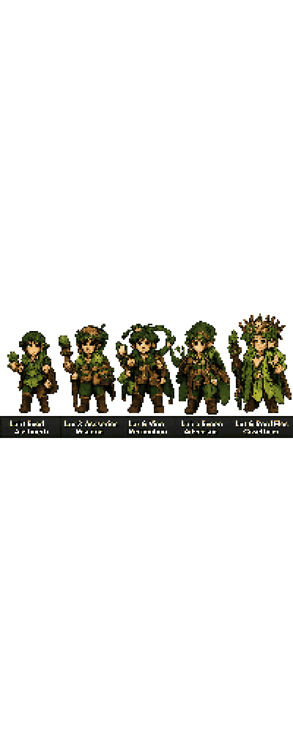 Fantasy Elf Mage Evolution Line pixel art