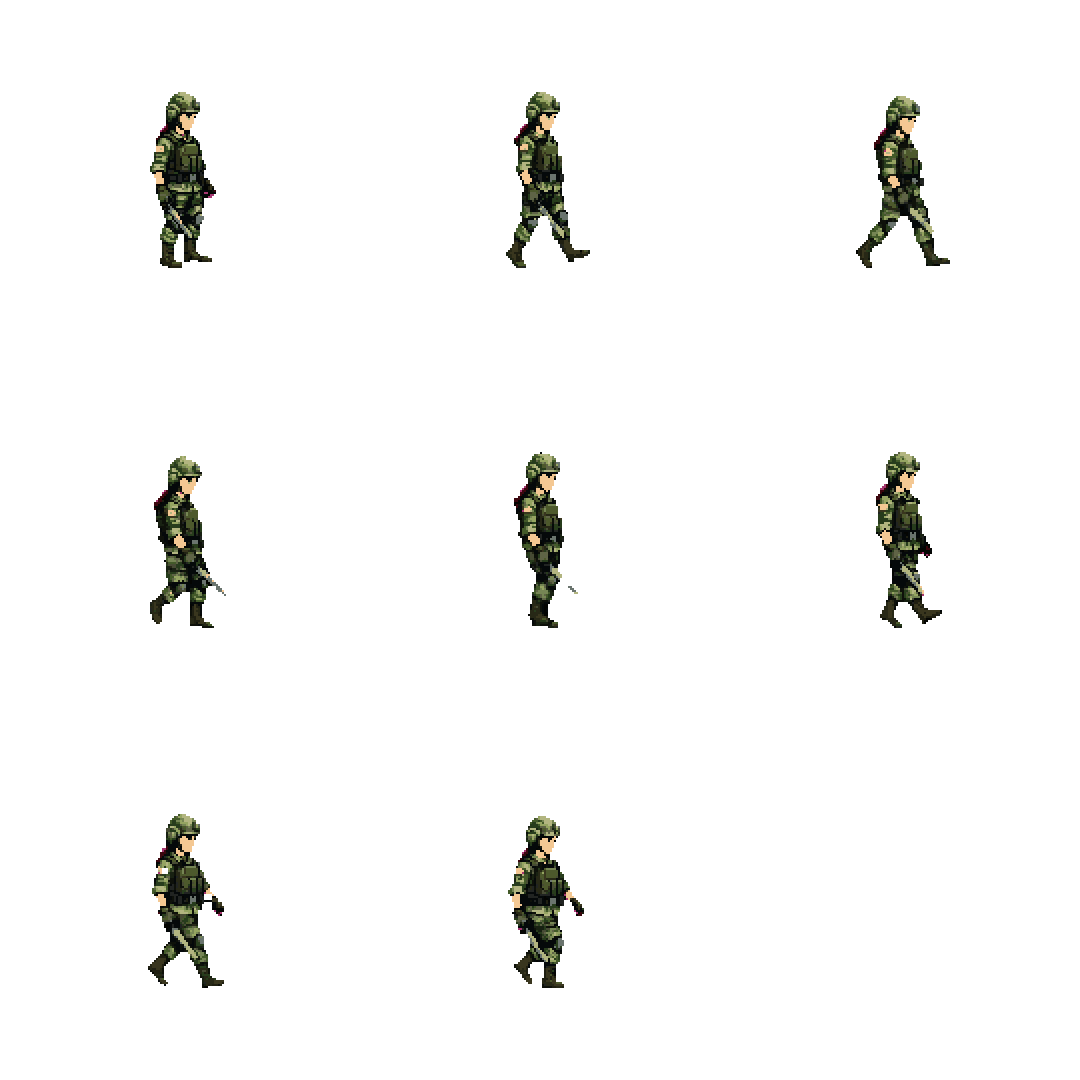 Soldier Character Walking pixel art
