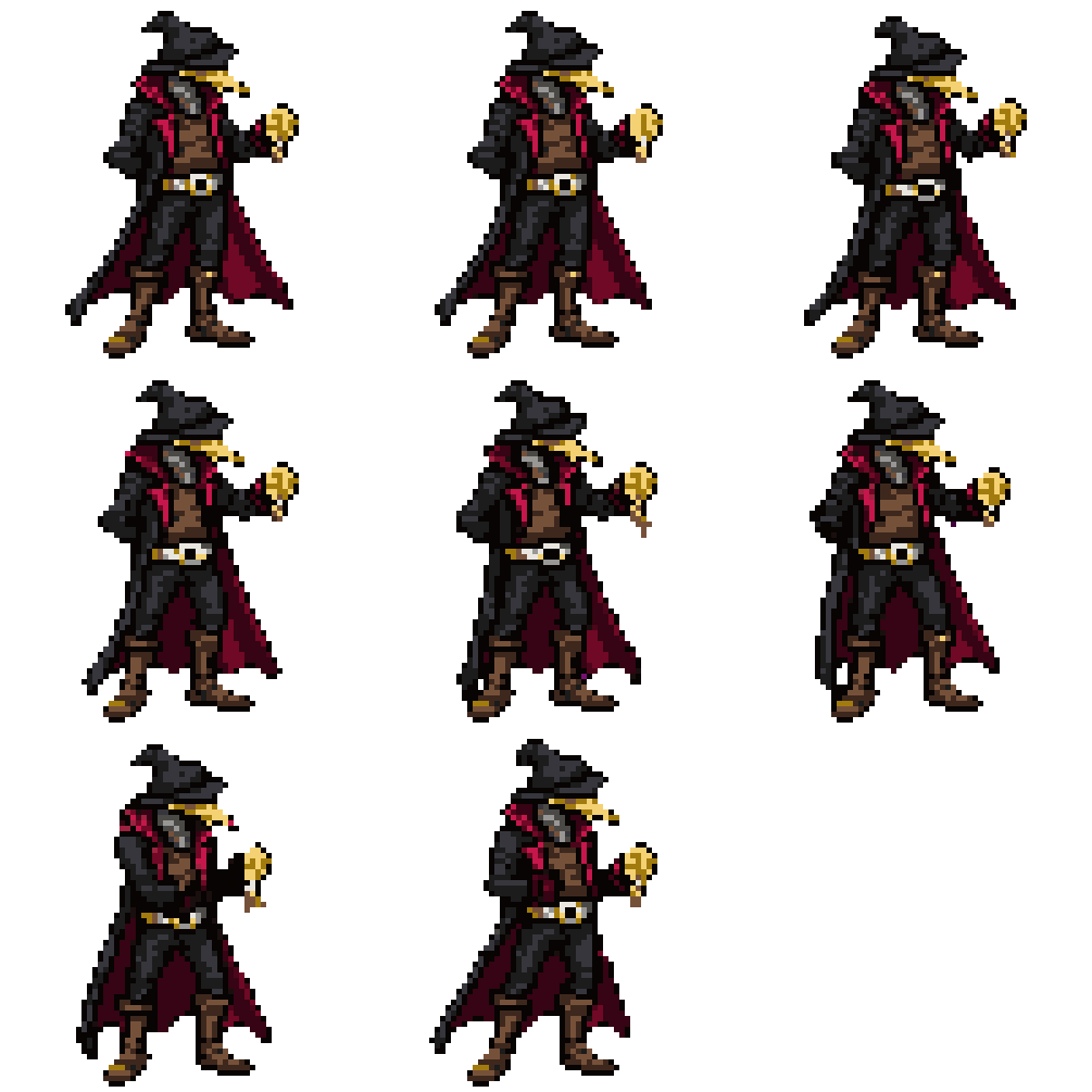 Mysterious Wizard Character Idle Attacking pixel art